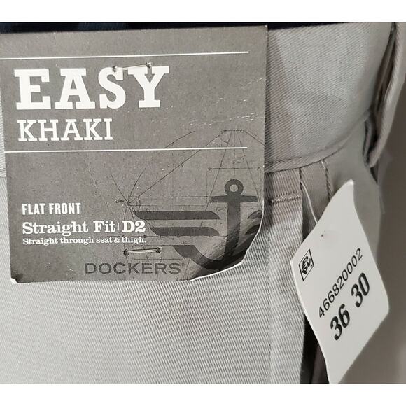 New Men's Dockers Easy Khaki Straight Fit D2 Flat Front Pants Gray 36x29.5* NWT - Picture 5 of 8